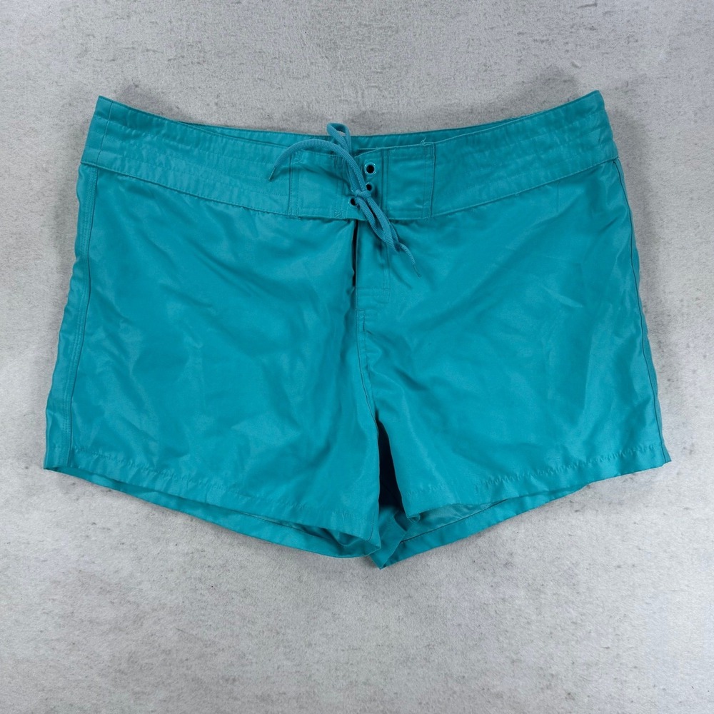 Island Escape Womens Teal Blue Board Shorts Swim Trunks Lace Up Front Size 16